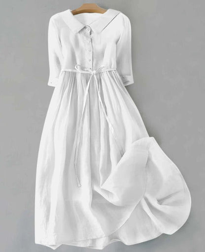 Lux™ - Classic Linen Midi Shirt Dress