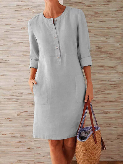 Annelore™ – Casual linen shirt dress