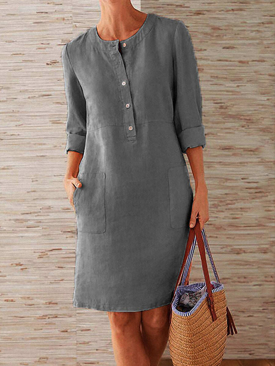 Annelore™ – Casual linen shirt dress