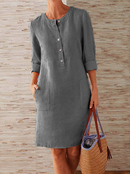 Annelore™ – Casual linen shirt dress