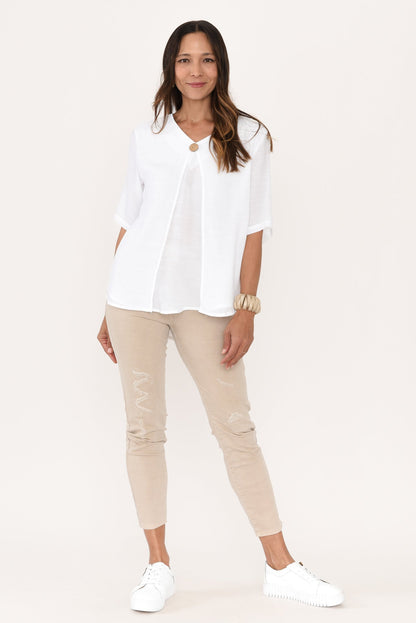 Elisha™- Pleated Button Top