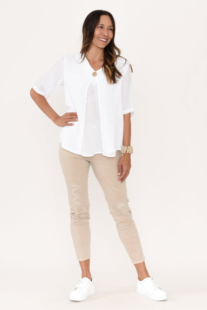 Elisha™- Pleated Button Top