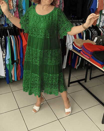 Ayesha™ Elegant White Lace Midi Dress