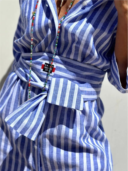 Geraldine™ - Striped Shirt Dress