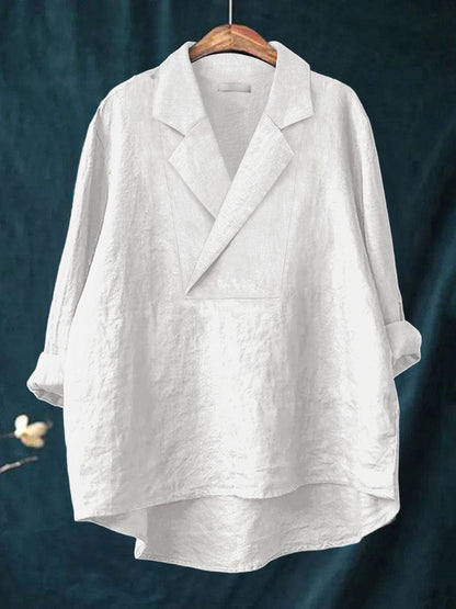 Kimberly™ Lapel Collar Linen Blouse