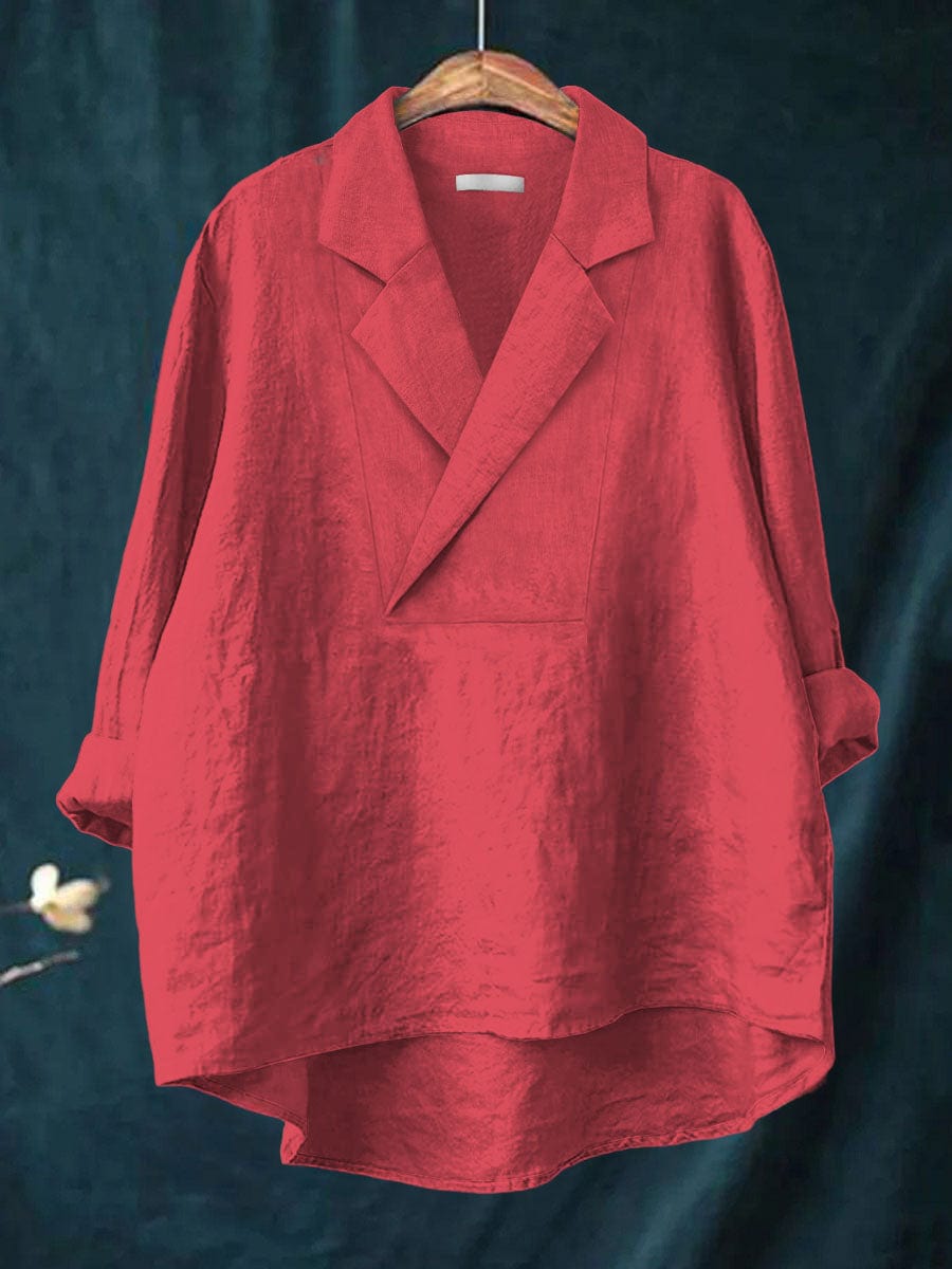 Kimberly™ Lapel Collar Linen Blouse