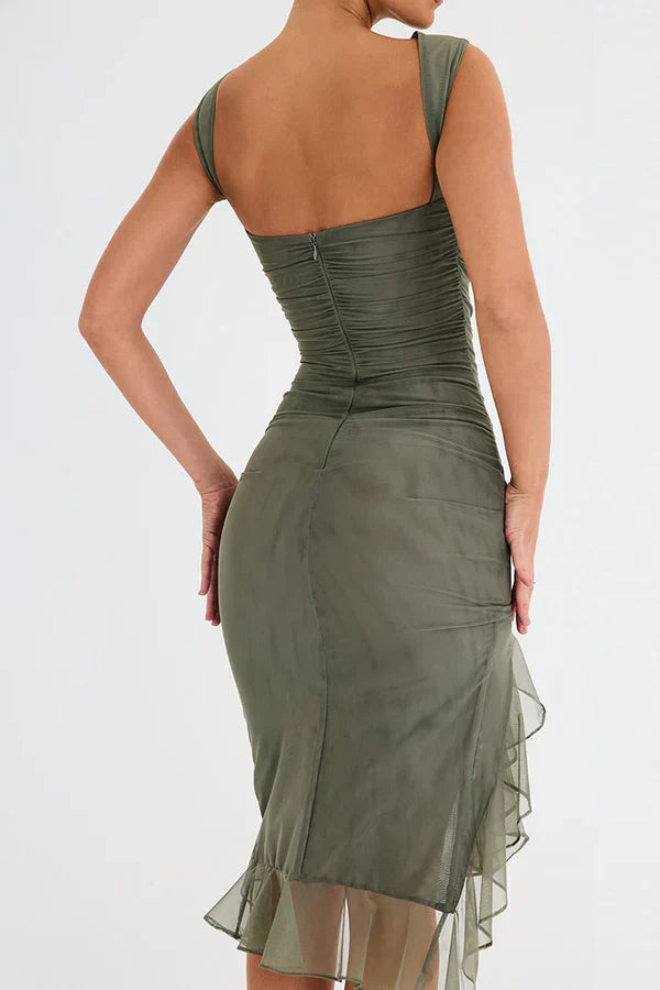 Amara™ - Fitted Ruched Midi Dress