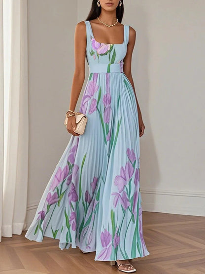 Tahlani™ - Square Neck Sleeveless A-Line Maxi Dress
