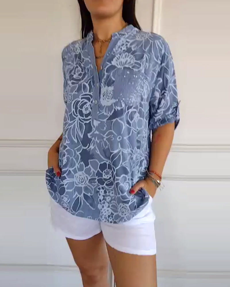 Julianna™ V-neck Floral Blouse