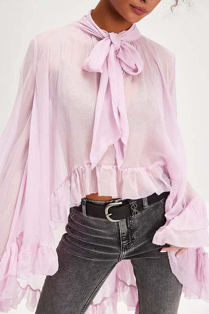 Jasmin™ See-through Ruffle Cape Top
