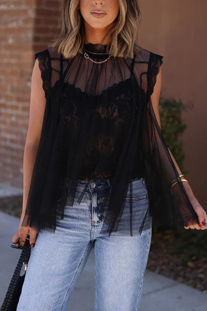 Rosalinda™ High-Neck Cape Top