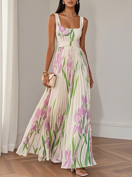 Tahlani™ - Square Neck Sleeveless A-Line Maxi Dress