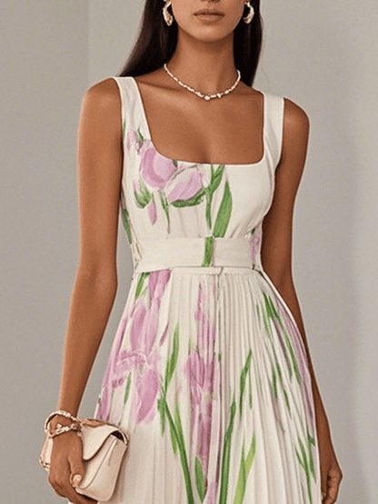 Tahlani™ - Square Neck Sleeveless A-Line Maxi Dress