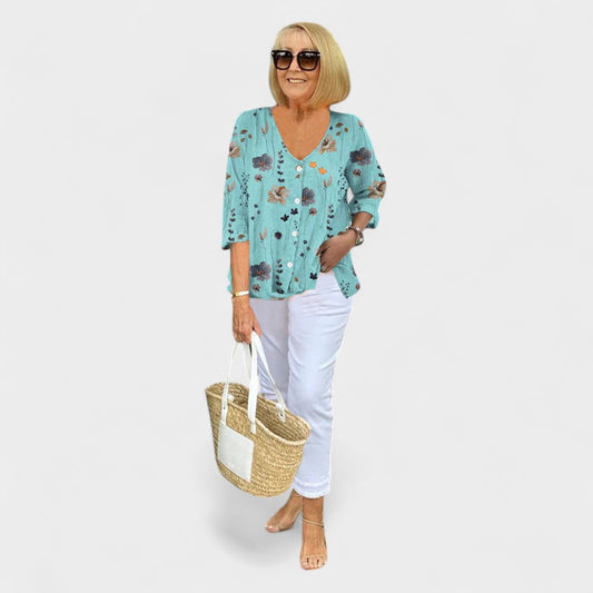 Tharie™ Floral V-Neck Blouse