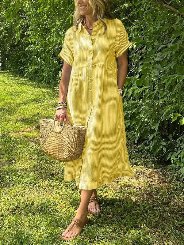 Reylin™ – Relaxed Striped Shirt Dress