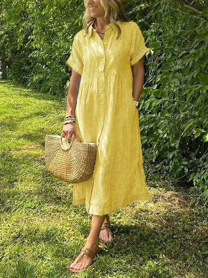 Reylin™ – Relaxed Striped Shirt Dress