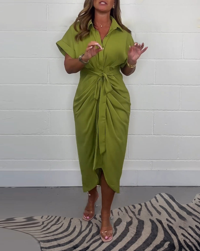 Azura™ - Belted Midi Shirt Dress