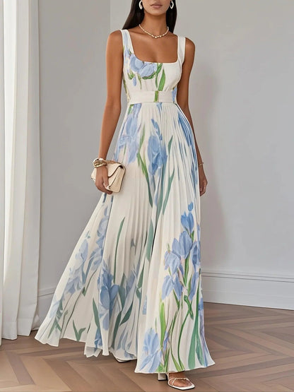 Tahlani™ - Square Neck Sleeveless A-Line Maxi Dress