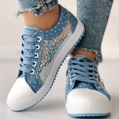 Lara™ - Women's Sneakers with Floral Pattern and Mesh