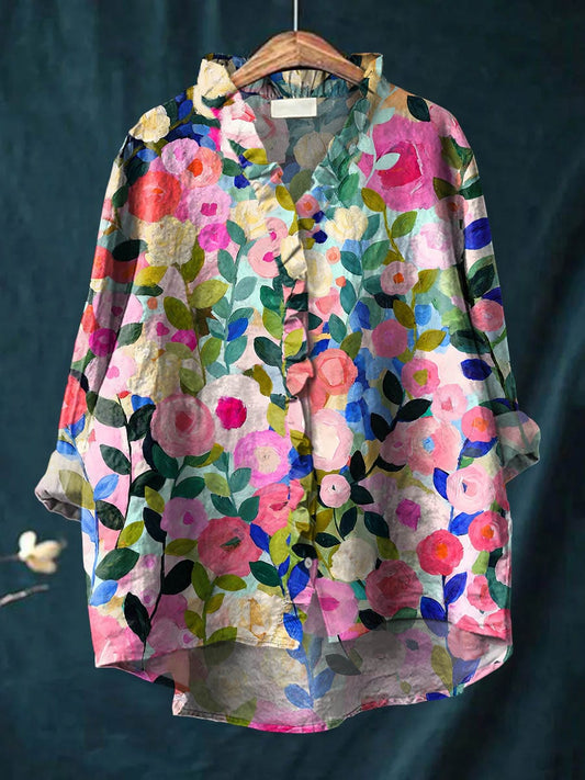 Alisa™ Colorful Floral Linen Blouse
