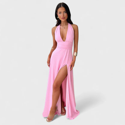 Fayzandra™ – Halter Neck Slit Dress