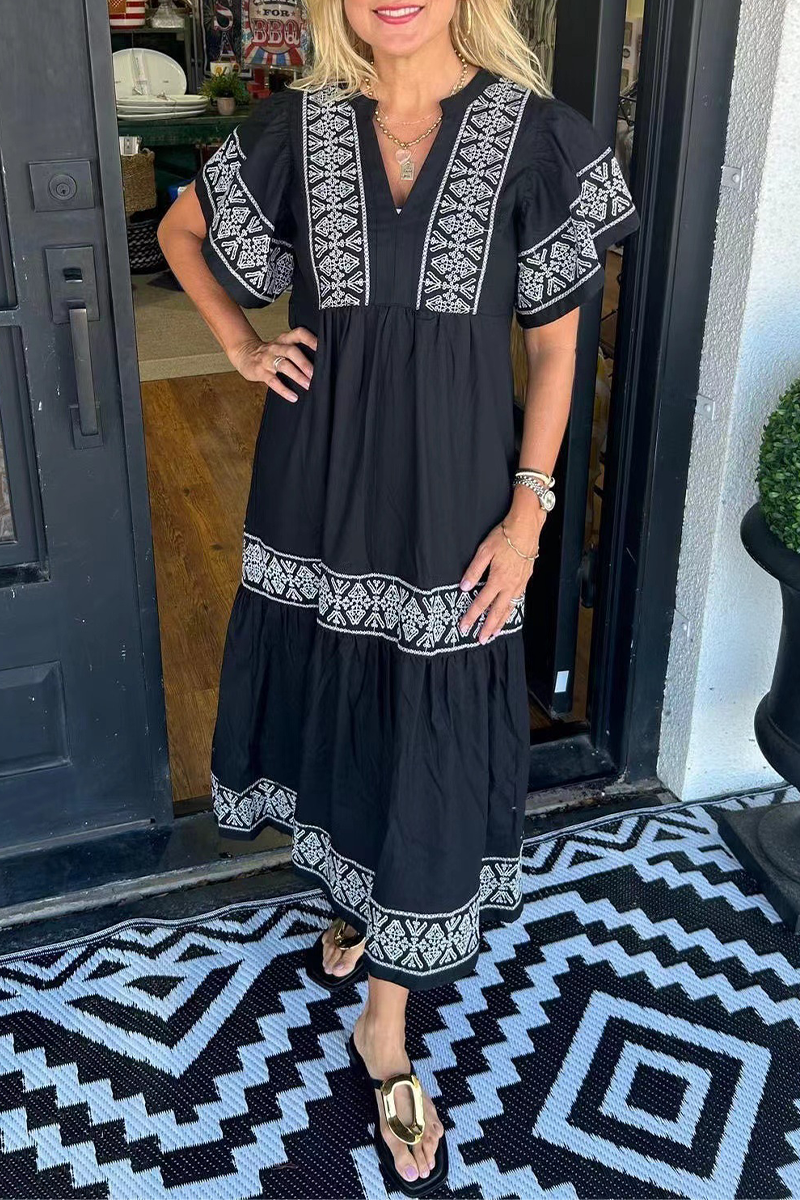 Cara™ Bohemian Embroidered Maxi Dress