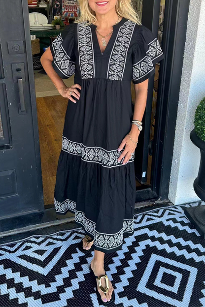 Cara™ Bohemian Embroidered Maxi Dress