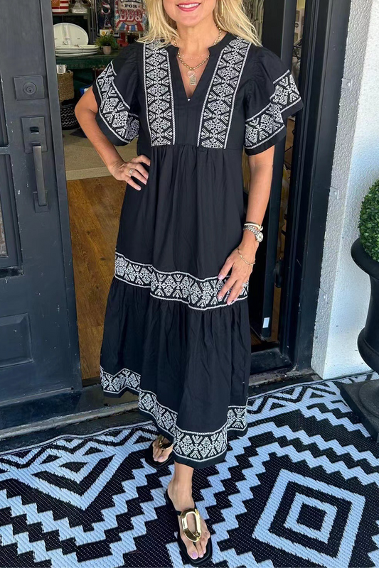 Cara™ Bohemian Embroidered Maxi Dress