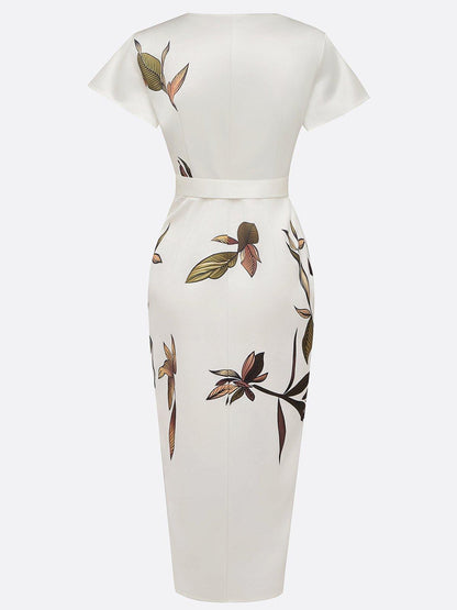 Nalani™ - Satin Wrap Sheath Midi Dress