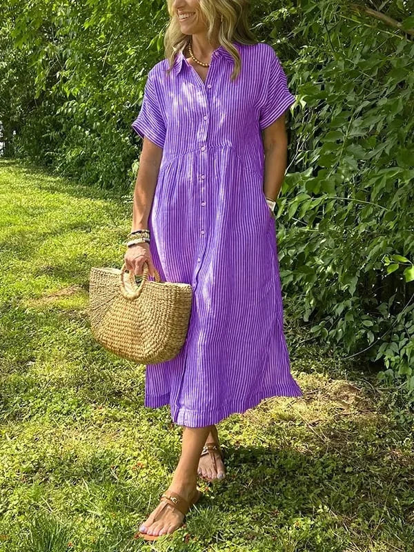 Reylin™ – Relaxed Striped Shirt Dress
