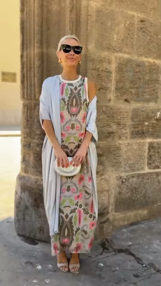 Eula™ - Classic Maxi Dress with Cardigan