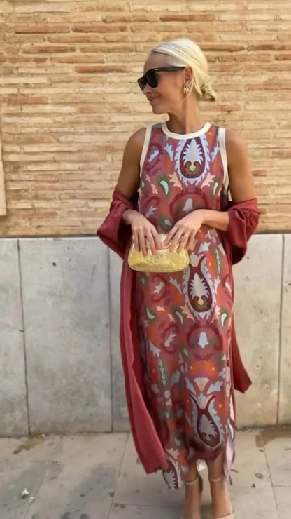 Girlie™ - Boho Long Dress with Cardigan