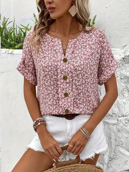 Zelma™ – Floral Blouse with V-Neck
