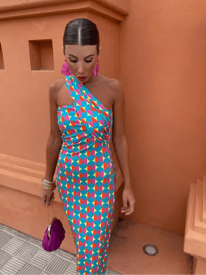 Kelly™ One-Shoulder Printed Dress
