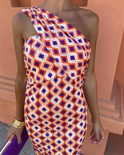 Kelly™ One-Shoulder Printed Dress