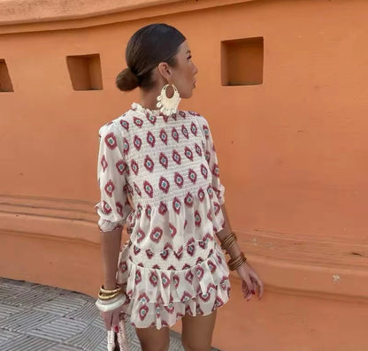 Selene™ Smocked Boho Mini Dress