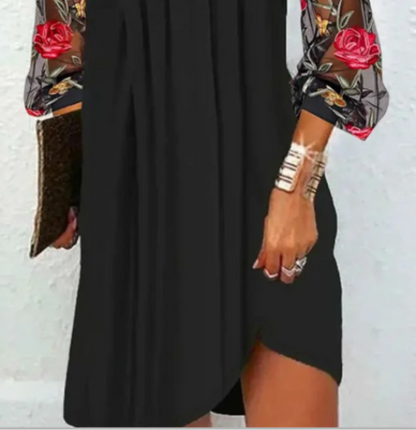 Antonia™ – V-neck mini dress with sheer sleeves