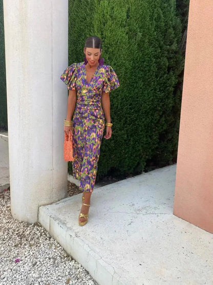 Maribelle™ Vibrant Puff Sleeve Dress