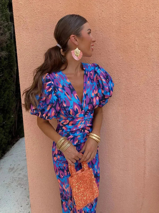 Maribelle™ Vibrant Puff Sleeve Dress