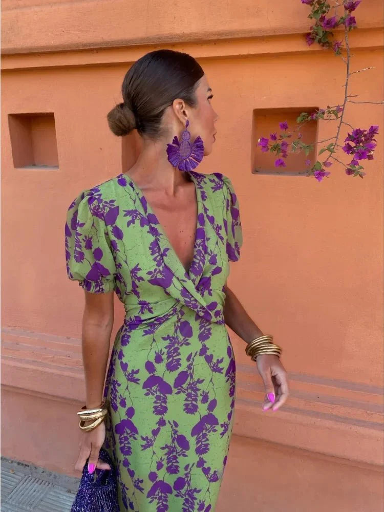 Leontine™ Elegant Floral Wrap Dress