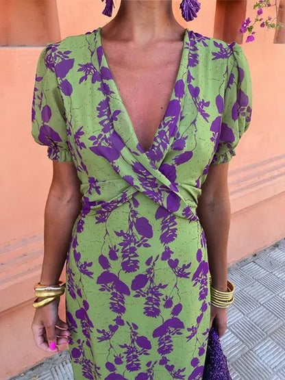Leontine™ Elegant Floral Wrap Dress