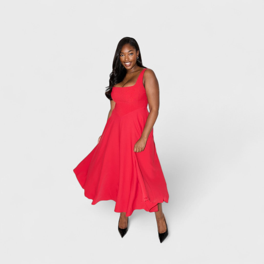 Delyzanne™ – Classic White Midi Dress