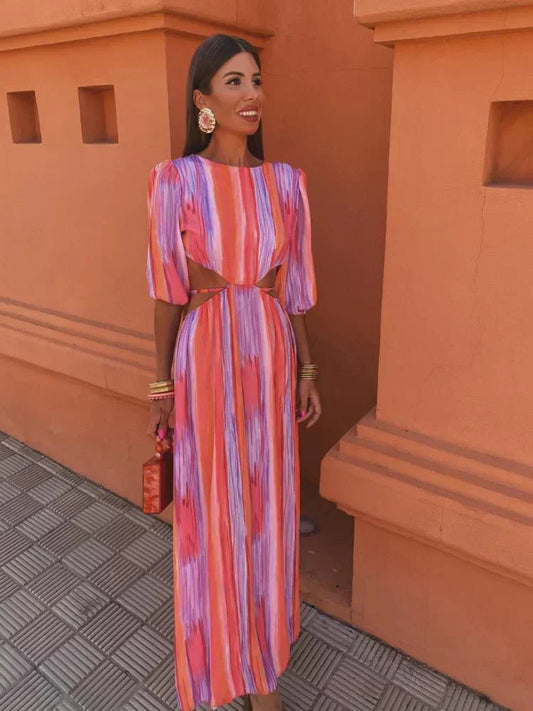 Maricela™ Striped Cut-Out Maxi Dress