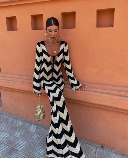 Clarisse™ Retro Knit Maxi Dress