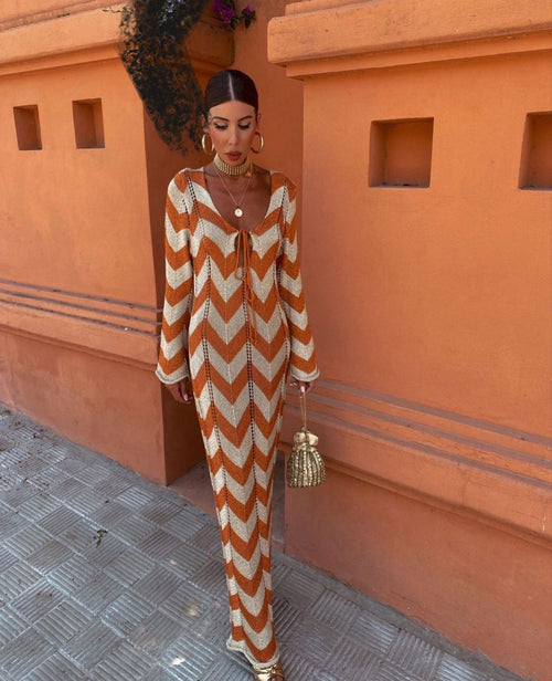 Clarisse™ Retro Knit Maxi Dress