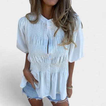 Lanie™ Smocked Button-Up Blouse
