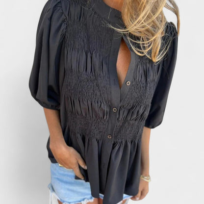 Lanie™ Smocked Button-Up Blouse