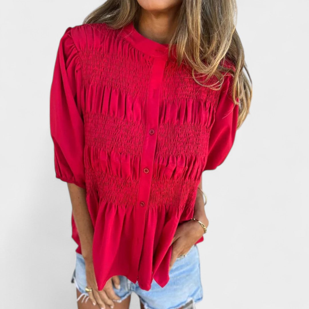 Lanie™ Smocked Button-Up Blouse