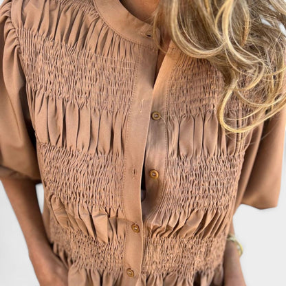 Lanie™ Smocked Button-Up Blouse