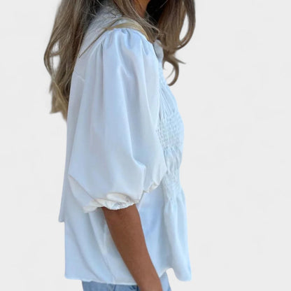 Lanie™ Smocked Button-Up Blouse
